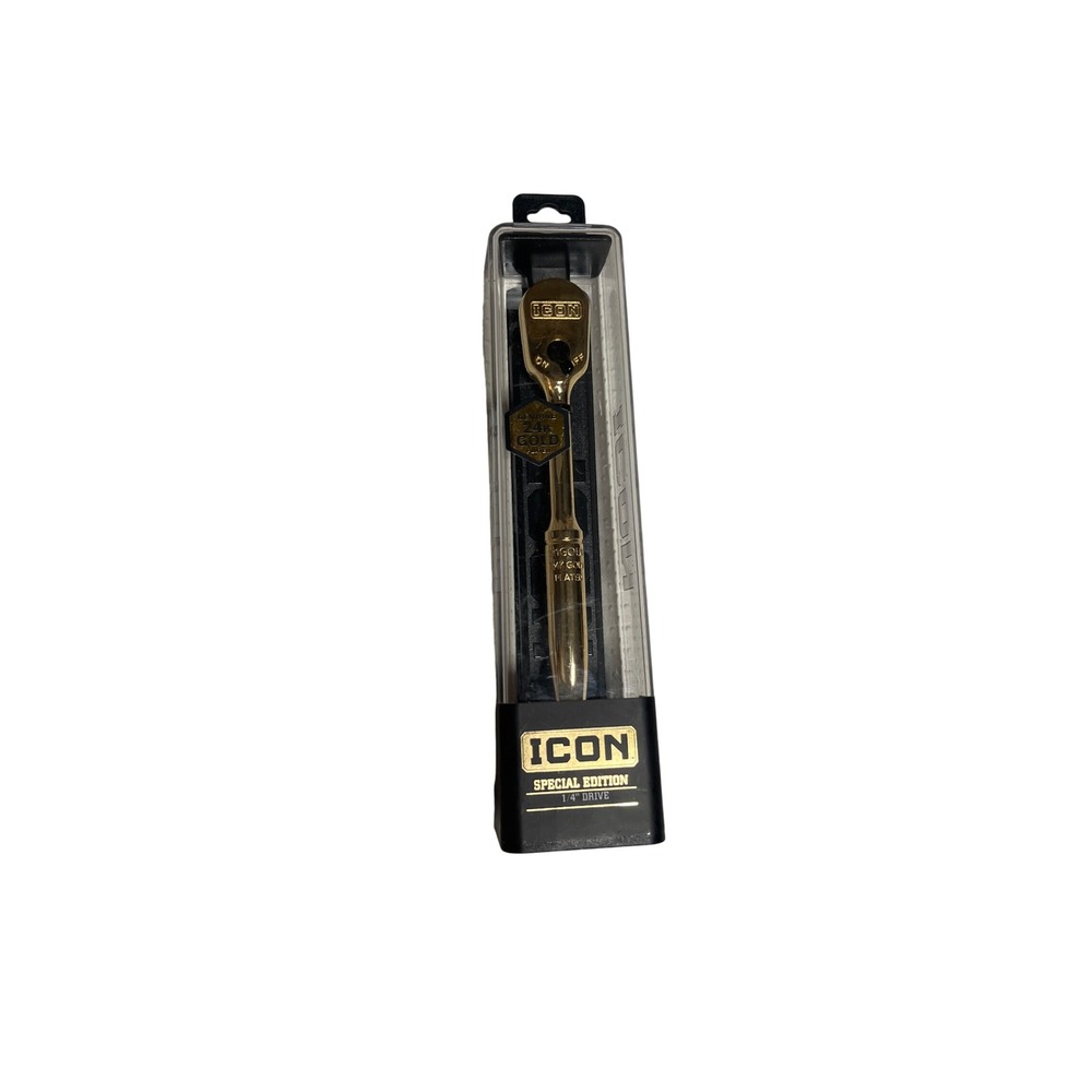 Icon Special Ed24k Gold Plated 1/4 Drive 90 Tooth Professional Ratchet 59786 NEW